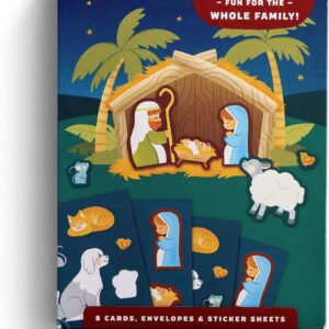 Nativity Sticker Card - 8 Christmas Boxed Cards with