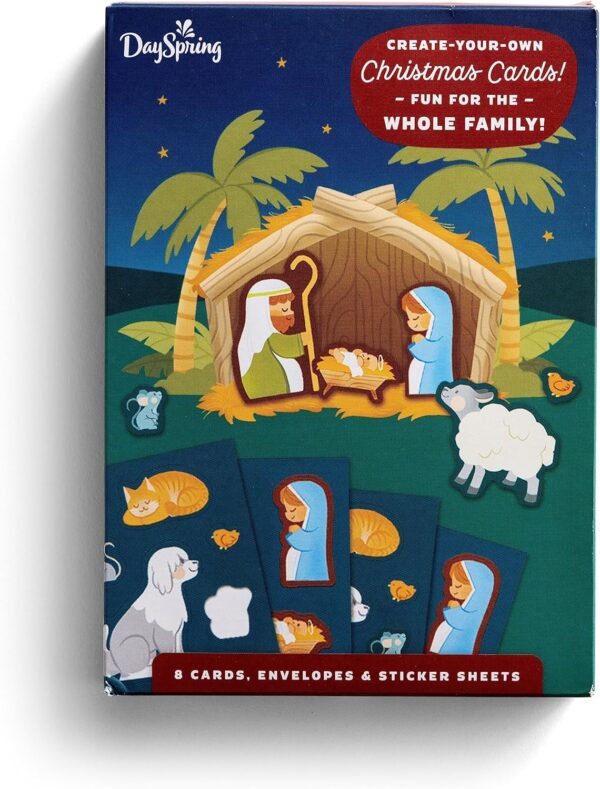 Nativity Sticker Card – 8 Christmas Boxed Cards with